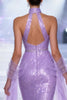Load image into Gallery viewer, Sparkly Light Purple V-Neck Mermaid Sequins Long Pageant Dress