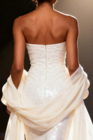 Load image into Gallery viewer, Sparkly White Mermaid Strapless Sequins Long Pageant Dress