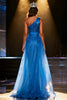 Load image into Gallery viewer, Sparkly Royal Blue Mermaid One Shoulder Sequins Long Pageant Dress with Sash