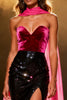Load image into Gallery viewer, Sparkly Black and Pink Neck Scarf Sequins Sweetheart Mermaid Long Pageant Dress with Slit