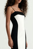 Load image into Gallery viewer, Black and White Spaghetti Straps Patchwork Long Formal Dress