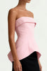 Load image into Gallery viewer, Black and Pink Satin Sheath Strapless Maxi Formal Dress