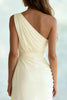 Load image into Gallery viewer, Ivory Chiffon Ruched Sheath One Shoulder Maxi Formal Dress