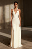 Load image into Gallery viewer, Ivory Sheath Chiffon Halter Ruched Maxi Formal Dress