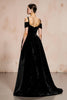 Load image into Gallery viewer, Black Ball Gown Cold Shoulder Velvet Maxi Holiday Party Dress