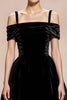 Load image into Gallery viewer, Black Ball Gown Cold Shoulder Velvet Maxi Holiday Party Dress