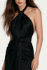Load image into Gallery viewer, Black Halter Sheath Maxi Formal Dress with Sash