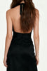 Load image into Gallery viewer, Black Halter Sheath Maxi Formal Dress with Sash