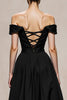 Load image into Gallery viewer, Black and White Satin A Line Patchwork Maxi Formal Dress