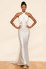 Load image into Gallery viewer, Sparkly White Sequins Halter Mermaid Maxi Formal Dress