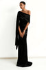 Load image into Gallery viewer, Black Mermaid One Shoulder Satin Maxi Formal Dress with Side Cape