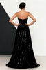 Load image into Gallery viewer, Sparkly Black and White Mermaid Sequins Strapless Long Formal Dress