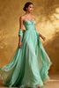 Load image into Gallery viewer, Sparkly Mint Green Strapless Chiffon Maxi Formal Dress with Shawl