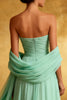 Load image into Gallery viewer, Sparkly Mint Green Strapless Chiffon Maxi Formal Dress with Shawl