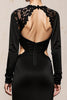 Load image into Gallery viewer, Black Mermaid V-Neck Long Sleeves Formal Dress with Lace