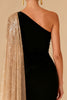 Load image into Gallery viewer, Sparkly Black One Shoulder Mermaid Maxi Formal Dress with Slit