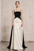 Load image into Gallery viewer, Black and White Spaghetti Straps Satin Maxi Formal Dress