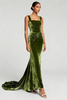 Load image into Gallery viewer, Simple Olive Velvet Mermaid Maxi Formal Dress