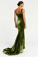 Load image into Gallery viewer, Simple Olive Velvet Mermaid Maxi Formal Dress