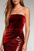 Load image into Gallery viewer, Sparkly Burgundy Strapless Long Sequin Formal Dress