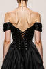 Load image into Gallery viewer, Black and White Satin A Line Sweetheart Off the Shoulder Long Formal Dress