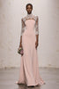 Load image into Gallery viewer, Simple Light Pink High Neck Maxi Lace Formal Dress