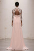 Load image into Gallery viewer, Simple Light Pink High Neck Maxi Lace Formal Dress