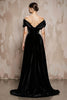 Load image into Gallery viewer, Black A Line Off the Shoulder Velvet Long Formal Dress
