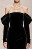 Load image into Gallery viewer, Black Mermaid Off the Shoulder Velvet Long Formal Dress with Sleeves