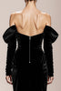 Load image into Gallery viewer, Black Mermaid Off the Shoulder Velvet Long Formal Dress with Sleeves