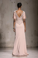 Load image into Gallery viewer, Sparkly Light Pink Beaded Mermaid Long Formal Dress with Slit