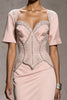 Load image into Gallery viewer, Sparkly Light Pink Beaded Mermaid Long Formal Dress with Slit