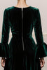 Load image into Gallery viewer, Dark Green Round Neck A Line Velvet Long Formal Dress with Sleeves