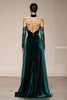 Load image into Gallery viewer, Dark Green Halter Velvet Maxi Holiday Party Dress with Slit