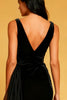 Load image into Gallery viewer, Black Bodycon Cowl Neck Velvet Short Cocktail Dress with Side Cape