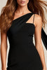 Load image into Gallery viewer, Black Spaghetti Straps Short Bodycon Cocktail Dress with Cape