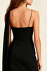 Load image into Gallery viewer, Black Spaghetti Straps Short Bodycon Cocktail Dress with Cape