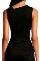 Load image into Gallery viewer, Simple Black Asymmetrical Bodycon Mini Cocktail Dress