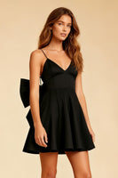 Load image into Gallery viewer, Black Spaghetti Straps A Line Short Cocktail Dress with Bow