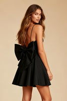 Load image into Gallery viewer, Black Spaghetti Straps A Line Short Cocktail Dress with Bow