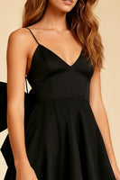 Load image into Gallery viewer, Black Spaghetti Straps A Line Short Cocktail Dress with Bow