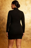 Load image into Gallery viewer, Black High Neck Long Sleeves Tight Cocktail Dress