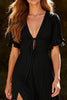 Load image into Gallery viewer, Black A Line V-Neck Chiffon Maxi Dress with Slit
