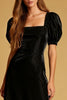 Load image into Gallery viewer, Black Velvet Square Neck Sheath Midi Cocktail Dress with Sleeves