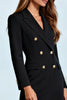 Load image into Gallery viewer, Black Double Breasted Midi Pencil Blazer Dress with Sleeves