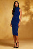 Load image into Gallery viewer, Black High Neck Bodycon Midi Cocktail Dress