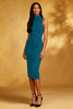 Load image into Gallery viewer, Black High Neck Bodycon Midi Cocktail Dress