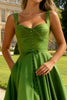 Load image into Gallery viewer, Green A Line Long Formal Dress with Slit