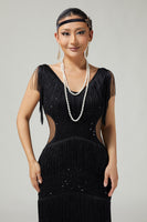 Load image into Gallery viewer, Sparkly Burgundy Bodycon Sequins Flapper Dress with Fringes