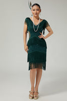 Load image into Gallery viewer, Sparkly Burgundy Bodycon Sequins Flapper Dress with Fringes